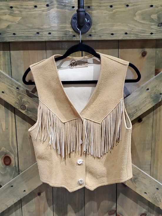 Vintage Jackets & Blazers - Vintage Tan Fringe Suede Vest